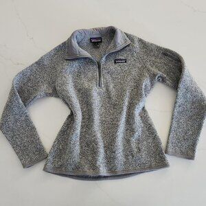 Patagonia Sz M Women's Better Sweater 1/4 Zip Pullover Birch White Fleece Pocket